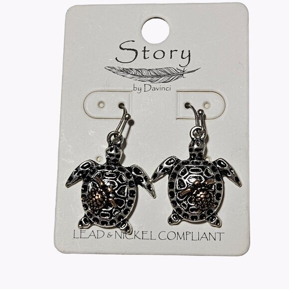 Sea Turtle Earrings Silver Gold Tone Baby Drop Dangle Fashion Jewelry Women - Picture 1 of 4